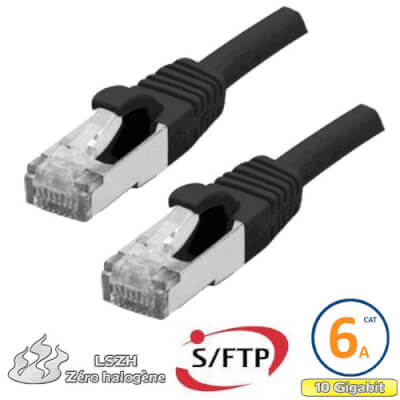 Cordon RJ45 Cat 6a S/FTP Primacy LSZH 10m noir