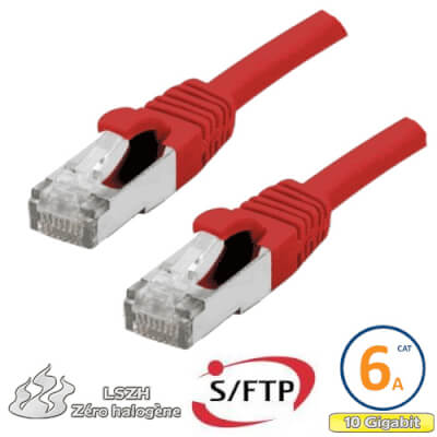 Cordon RJ45 Cat 6a S/FTP Primacy LSZH 10m rouge