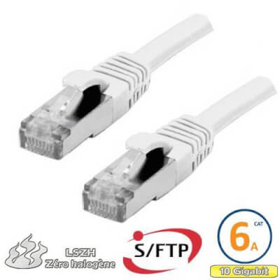 Cordon RJ45 Cat 6a S/FTP Primacy LSZH 10m blanc